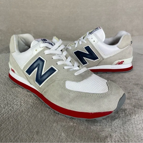 New Balance Classic 574 Shoes Mens Size 12 Gray White Suede Running Sneakers - Picture 3 of 12